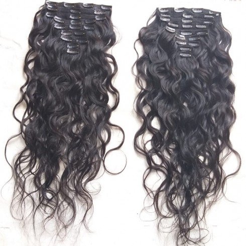 Natural Raw  wavy clip in hair extensions
